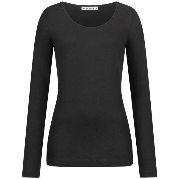 NATIVE SOULS NATIVE SOULS Slub Longsleeve Basic Damen, Black, – Produktbild 1 von 1