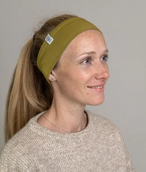 obumi obumi STIRNBAND SCHMAL AUS BIO JERSEY IN VIELEN FARBEN, Olive, – Produktbild 2 von 2