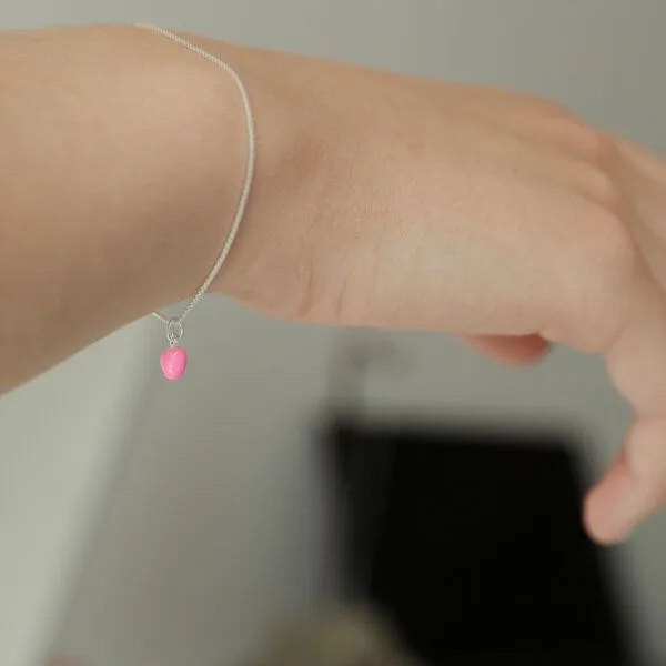 BELLYBIRD Jewellery BELLYBIRD Jewellery Armband - kleines Herz, Anhänger/ Silber/ Silber emailliert/ Silber vergoldet, Rosa, – Produktbild 3 von 4