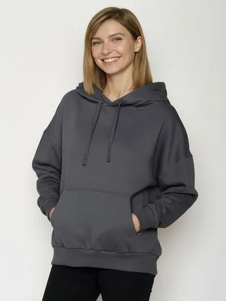 GreenBomb GREENBOMB Plants n Leaves Mello - Lässiger Hoodie aus Bio-Baumwolle / hochwertiger Print / GOTS / Fair & Vegan, Grau (gravel), – Produktbild 2 von 4