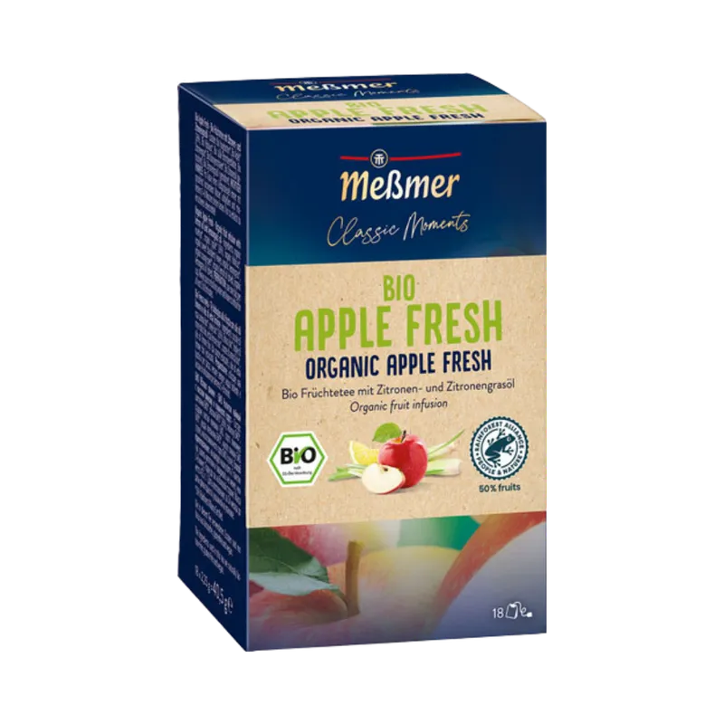 Meßmer Meßmer Classic Moments Bio Apple Fresh, Früchtetee, Teebeutel im Kuvert, 2. Entnahmefach/displaytauglich, 40,5g – Produktbild 1 von 1