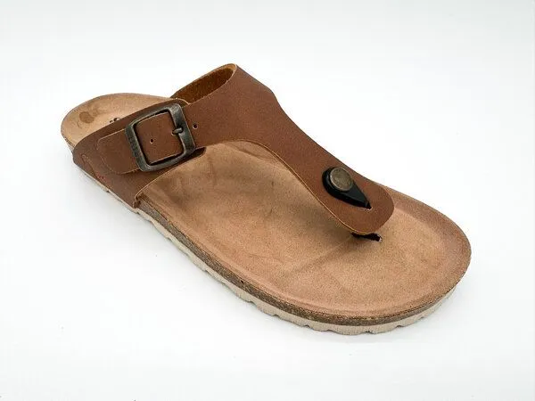 thies Vegane thies ® Eco Bio Thong Sandale aus rec. PET mit Kork-Tieffussbett MEN, Cinnamon, – Produktbild 2 von 4