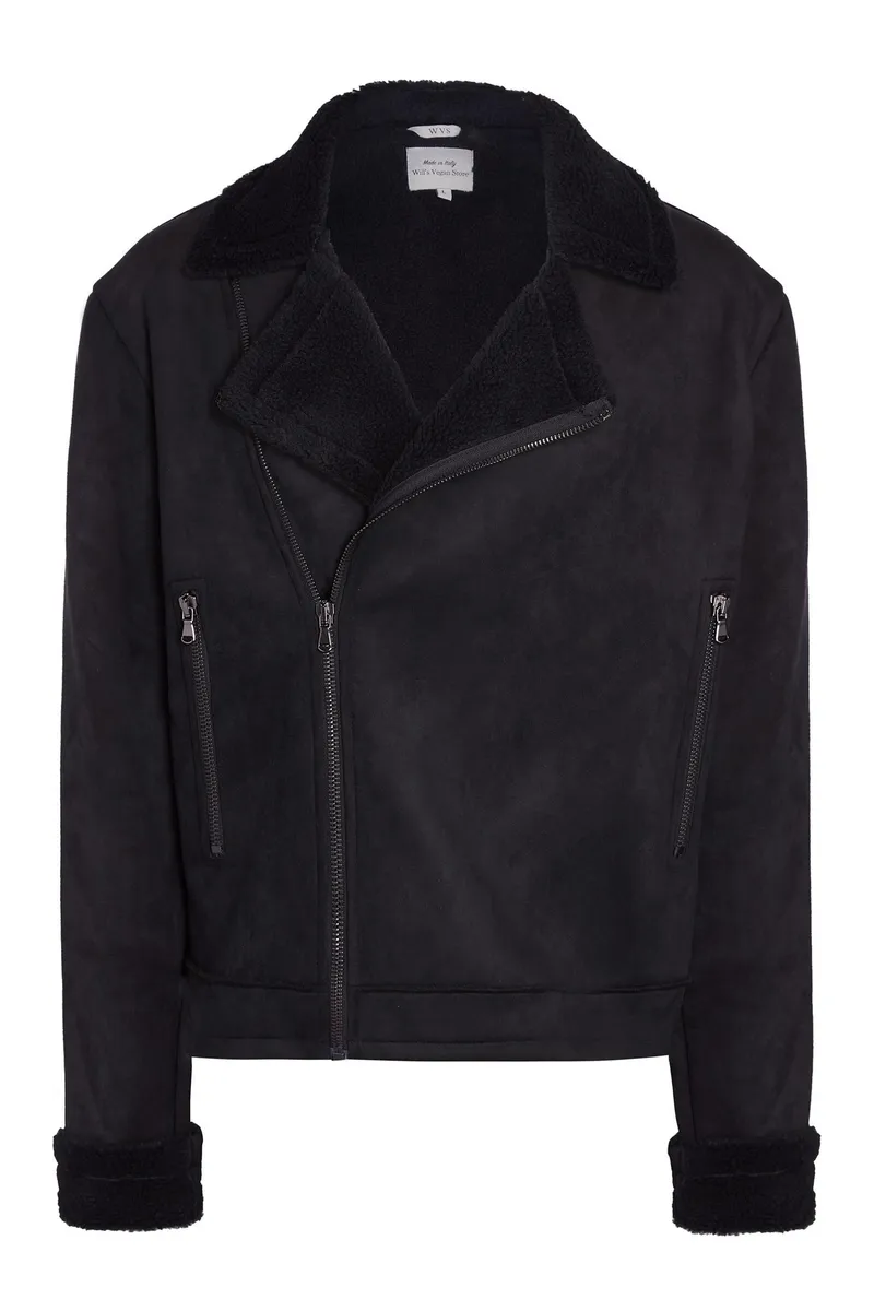 Will's Vegan Store Will's Vegan Store Damen vegan Jacke Vegan Lammfell Schwarz, Schwarz, – Produktbild 1 von 2