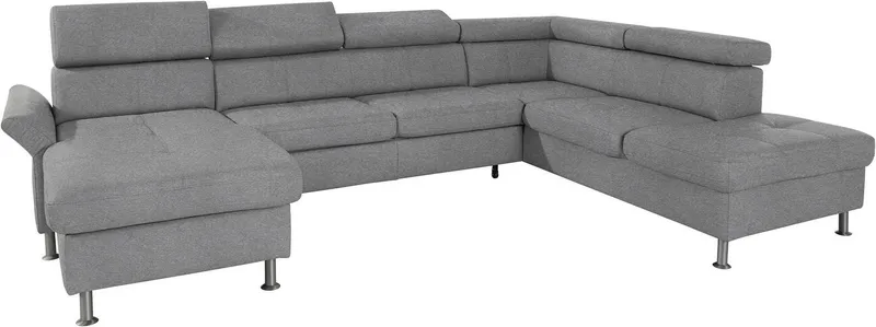 exxpo - sofa fashion Wohnlandschaft Maretto, bequem, Kopfteilverstellung, viel Platz, Breite 330cm, U-Form, inkl. Kopfteilverstellung für mehr Sitzkomfort, wahlweise Bettfunktion, Grau, – Produktbild 2 von 5