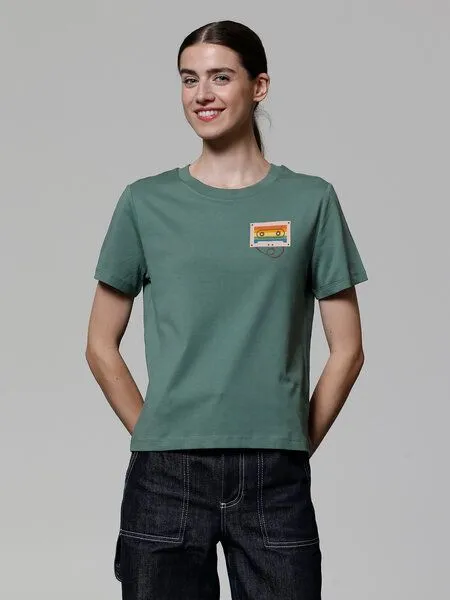 watapparel watapparel T-Shirt Frauen Rainbow Cassette, Green bay, – Produktbild 2 von 3