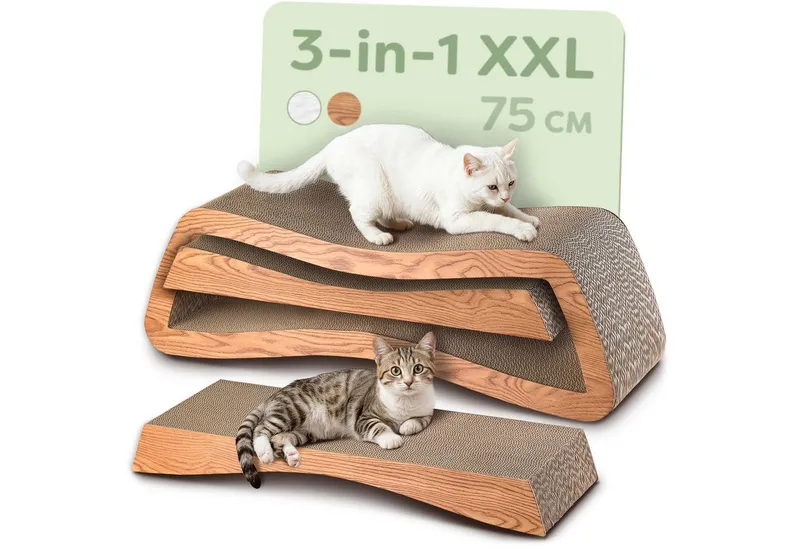 Knupis Kratzbrett Knupis Kratzmöbel Mountain – 3-teilig XXL 75cm Kratzfest FSC, (Set, 3-tlg., 3-teiliges Kratzbrett-Set), Krallenpflege – Bis zu 2 Jahre Kratzspaß – Platzsparend – FSC-Siegel, Braun, – Produktbild 1 von 5