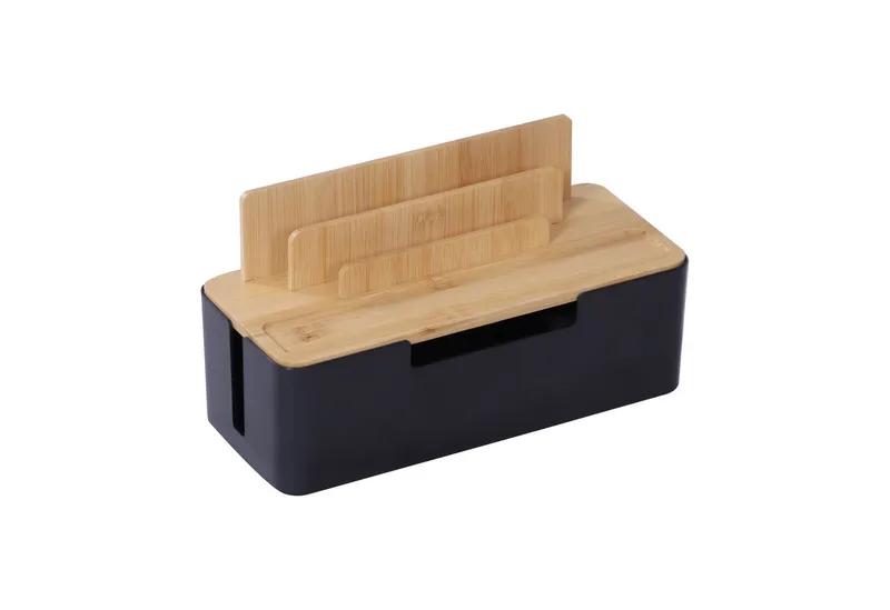 RELAXDAYS RELAXDAYS Kabelbox mit Handyhalter, (7-tlg), Braun|schwarz, – Produktbild 1 von 5