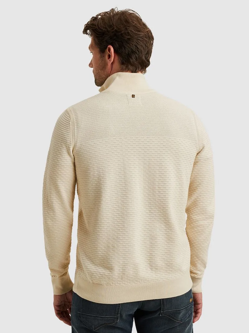 PME Legend PME Legend Half Zip Structure Mouliné Sweater Ecru - Größe L, Weiß, – Produktbild 5 von 5