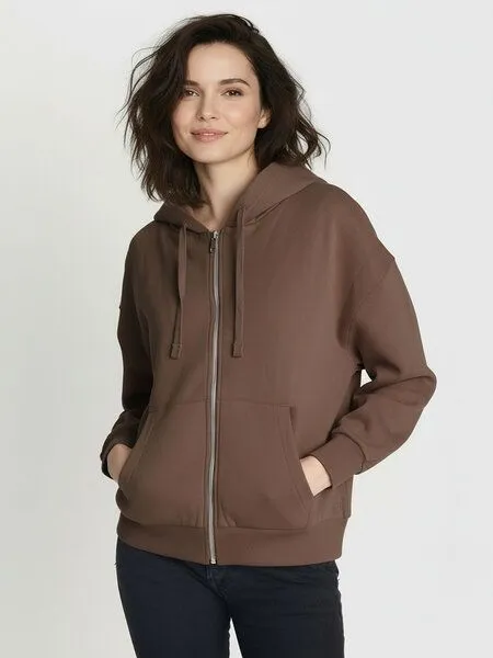 GreenBomb GREENBOMB Basic Vale - Lässige Sweatjacke aus Bio-Baumwolle / GOTS / Fair & Vegan, Braun (earth wood), – Produktbild 1 von 4
