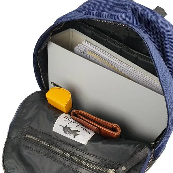 manbefair manbefair City Rucksack Bergen aus recyceltem Nylon Gewebe und Rinds-Leder, Braun, – Produktbild 3 von 4