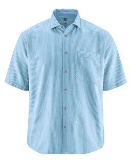 HempAge Hempage Herren vegan Gestreiftes Kurzarm Shirt Gletscherblau – Produktbild 1 von 1