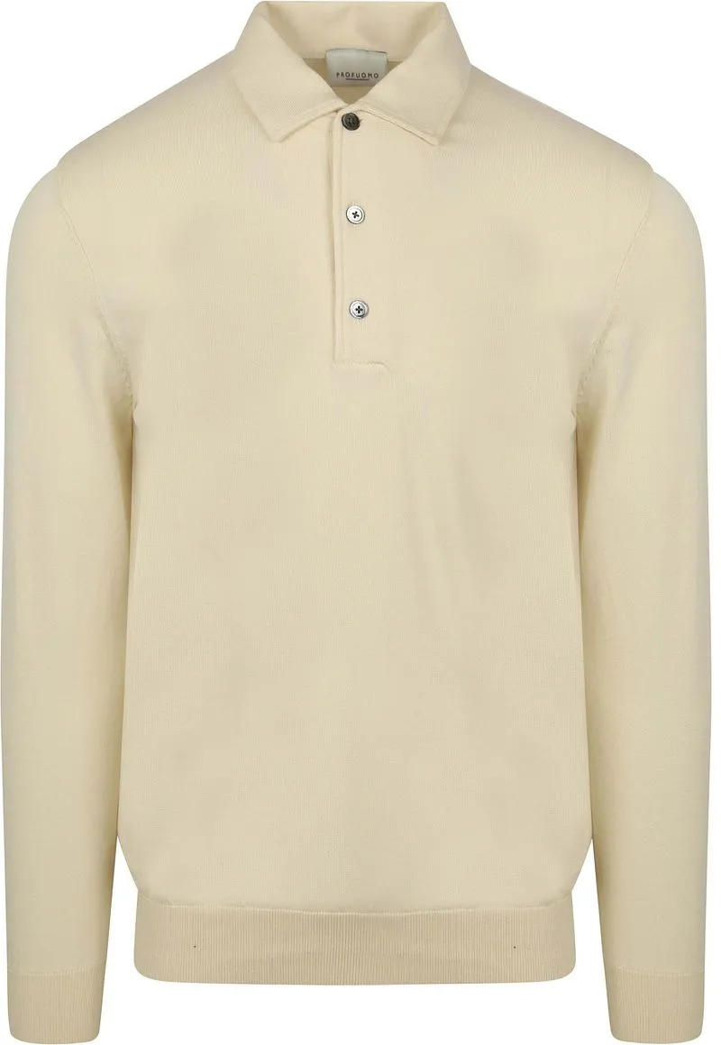 Profuomo Profuomo Longsleeve Poloshirt Luxury Basic Off White - Größe S, Wollweiß, – Produktbild 1 von 3
