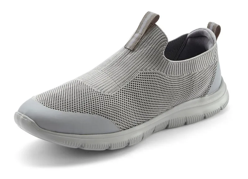 John Devin John Devin Slipper, Freizeitschuh, Textilschuhe, Stoffschuhe, Turnschuh Sneaker Slip-On-Sneaker mit ultraleichter Sohle Unisex VEGAN, Blau|grau, – Produktbild 1 von 5