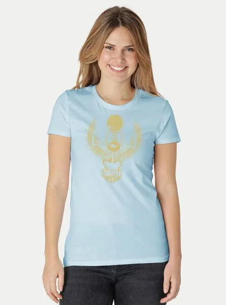 Peaces.bio - handbedruckte Biomode Peaces.bio - handbedruckte Biomode Damen Fit T-Shirt Cheper, Hellblau, – Produktbild 2 von 2