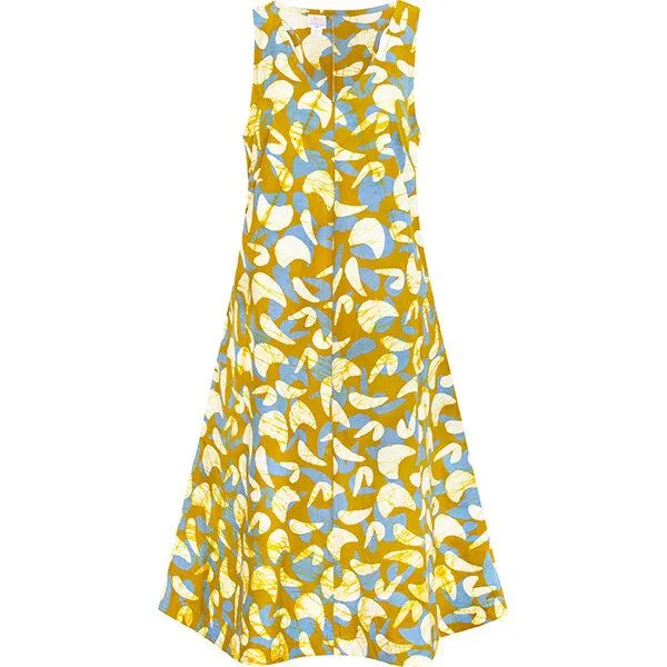 Global Mamas Global Mamas Bio Kleid - OAKLYNN - Mod/Rosewood/Rings/Diamonds, Mod mustard (gelb), – Produktbild 1 von 3
