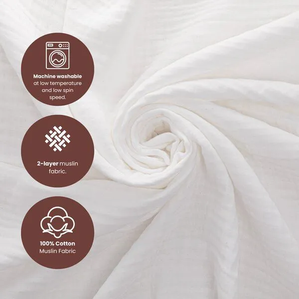 Bebekevi Bebekevi Babydecke Musselin 100 × 110 cm | 100 % Baumwolle | 2-lagig | Mit Fransen | OEKO-TEX®, Weiß, – Produktbild 3 von 4