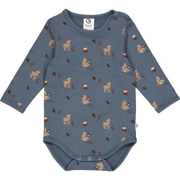 Fred's World by Green Cotton Fred's World by Green Cotton Body Langarm Reh, Blaugrau, – Produktbild 1 von 1