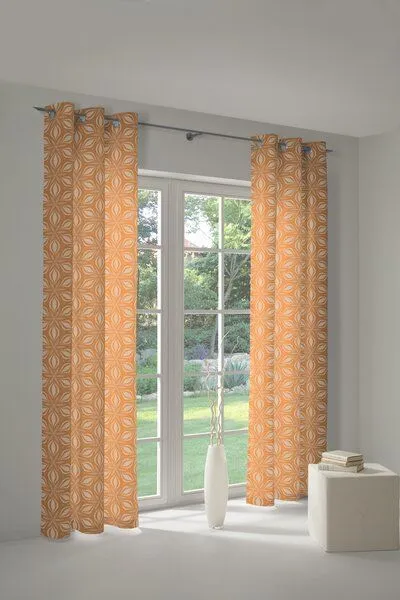 Nature by Adam Nature by Adam Vorhang aus 100% Bio-Baumwolle - Made in Germany - Retro Floret, Curry, – Produktbild 7 von 7