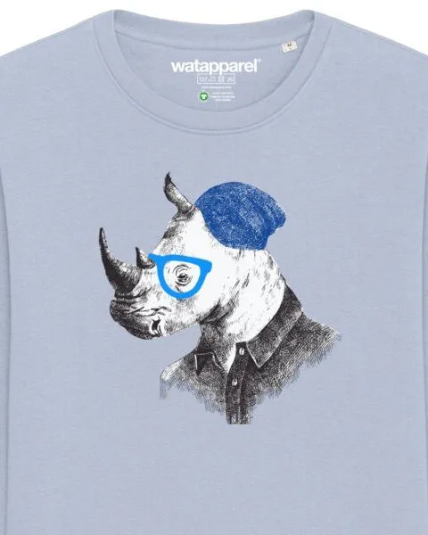 watapparel watapparel Sweatshirt Unisex Nashorn, Serene blue, – Produktbild 3 von 4