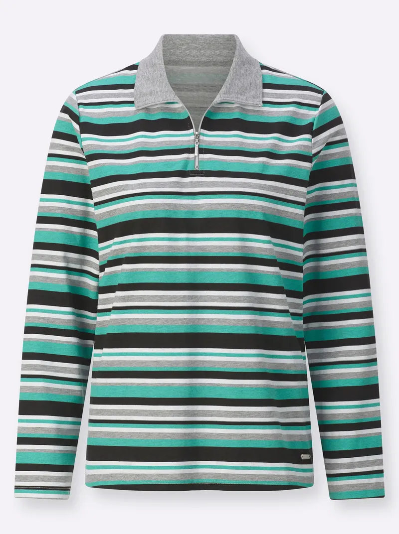 Witt Shirt salbei-schwarz-geringelt, Salbei-schwarz-geringelt, – Produktbild 1 von 2
