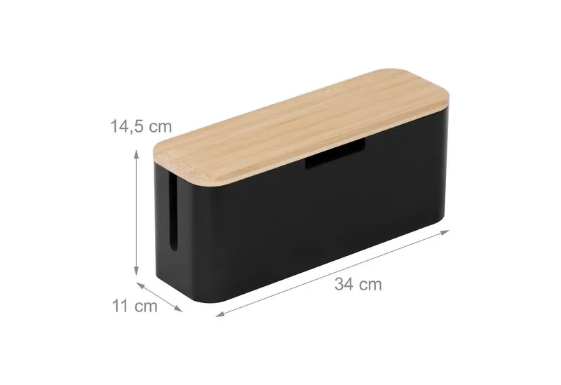 RELAXDAYS RELAXDAYS Kabelbox aus Bambus, (7-tlg), Braun|schwarz, – Produktbild 4 von 5