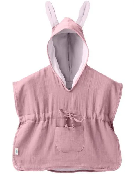 Mababu Mababu Musselin Badeponcho aus 100% Bio-Baumwolle, OEKO-TEX® STANDARD 100 & GOTS zertifiziert, für Kinder (1-3 Jahre, 4-7 Jahre), Dusty rose/pink, – Produktbild 2 von 4