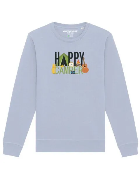 watapparel watapparel Sweatshirt Unisex Happy Camper, Serene blue, – Produktbild 1 von 4