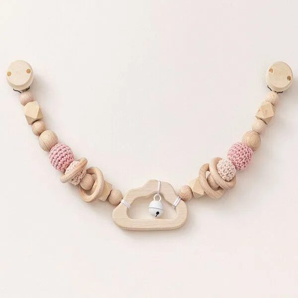 NoniKids Berlin NoniKids Berlin Kinderwagenkette Holz *Wolke Glocke* 2 Farben | Bio Baumwolle, Rosa, – Produktbild 1 von 4