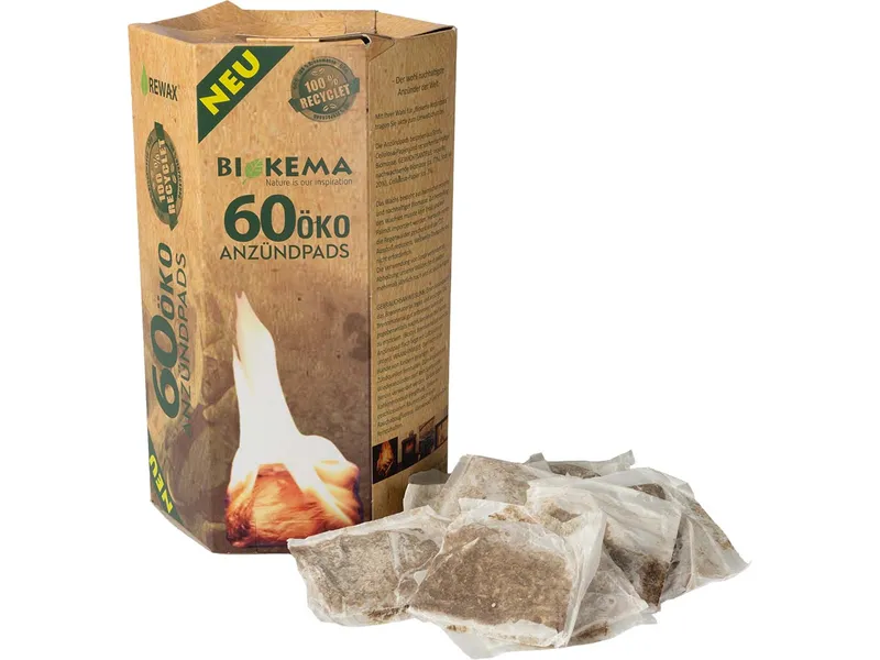 BIOKEMA BIOKEMA Kaminanzünder Pads aus Biomasse und Stroh, 60 Stück – Produktbild 1 von 1