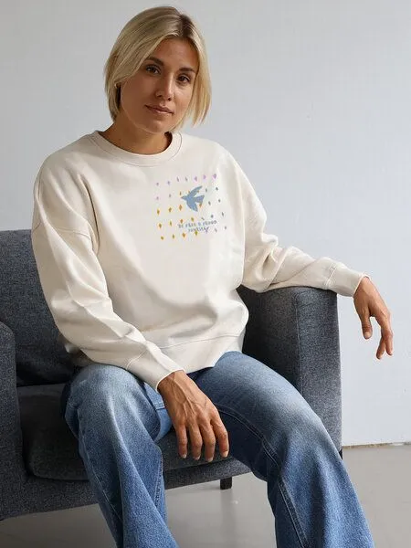 Kultgut Kultgut Artdesign - Pulloversweater Boxistyle / BE FREE & PROUD YOURSELF, Natur, – Produktbild 1 von 8