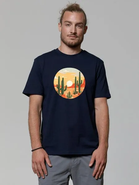 watapparel watapparel T-Shirt Unisex Sonnenuntergang in der Wüste, French navy, – Produktbild 1 von 3
