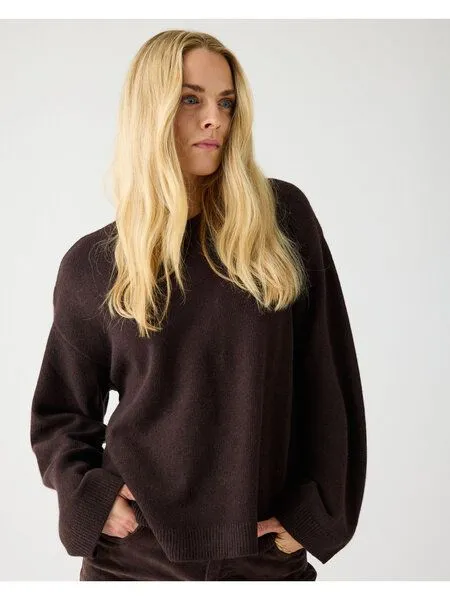 KnowledgeCotton Apparel KnowledgeCotton Apparel Rundhals-Strickpullover aus Lammwolle RWS, Braun (chocolate-torte), – Produktbild 1 von 4