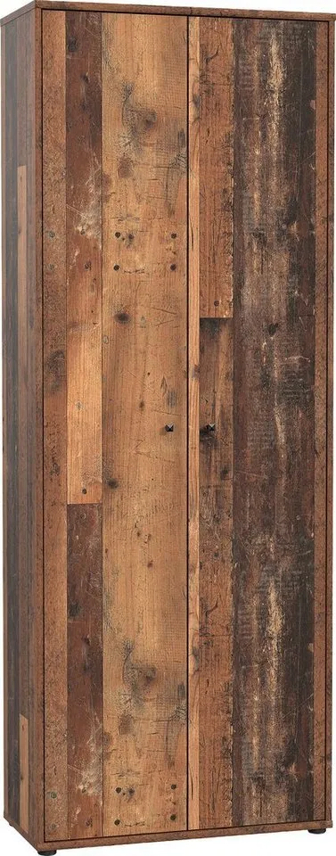FORTE Schuhschrank Tempra, Mehrzweckschrank, 2 Türen, Einlegeböden, Höhe 197,5 cm Breite 73,7 cm, Braun, – Produktbild 2 von 5