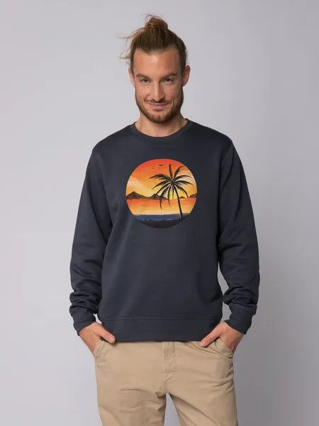 watapparel watapparel Sweatshirt Unisex Sunset on palm beach, India ink grey, – Produktbild 2 von 3