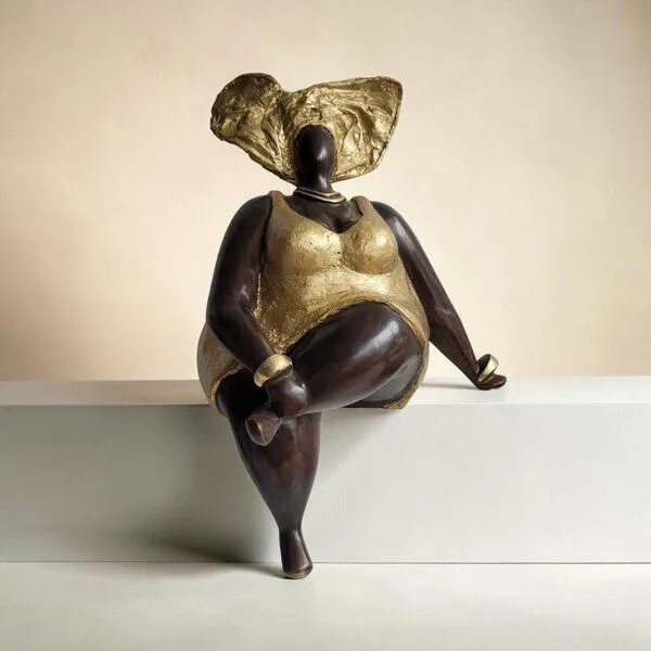 Moogoo Creative Africa Moogoo Creative Africa Bronze-Skulptur "Bobaraba Yolanda" Unikate by Hamidou | handgemacht, Gold, – Produktbild 1 von 2