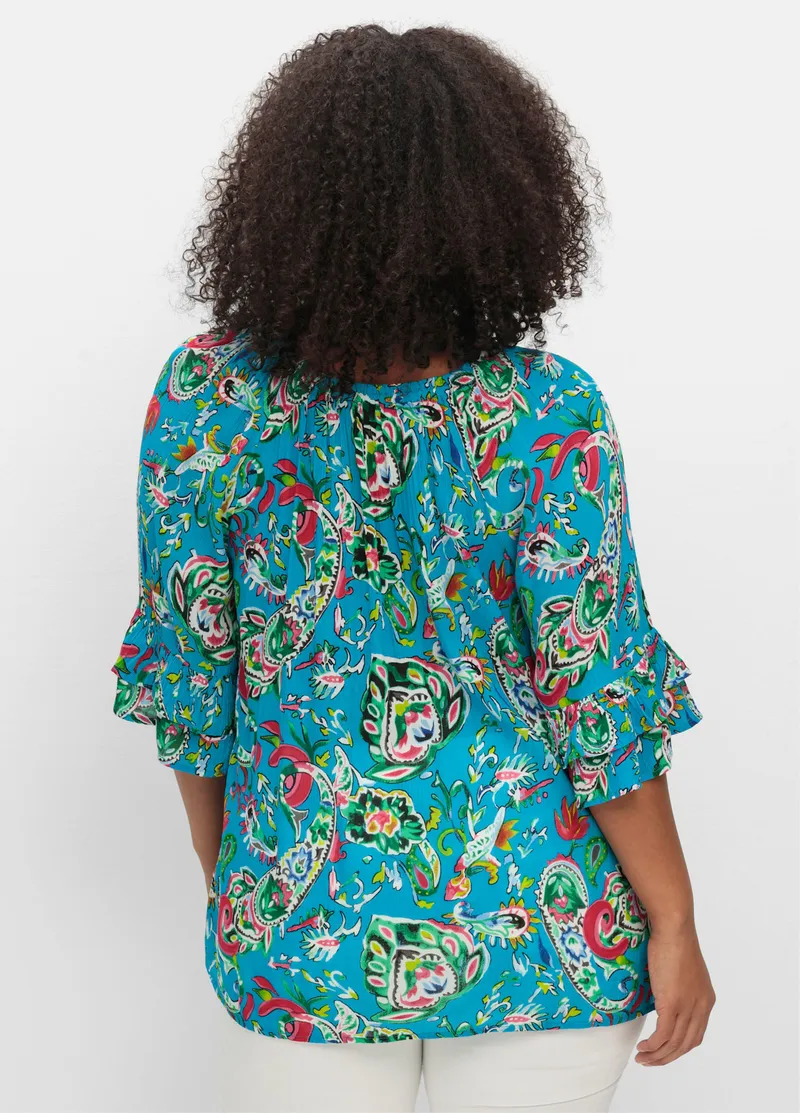 sheego by Joe Browns Crinklebluse, Blau gemustert, – Produktbild 2 von 2