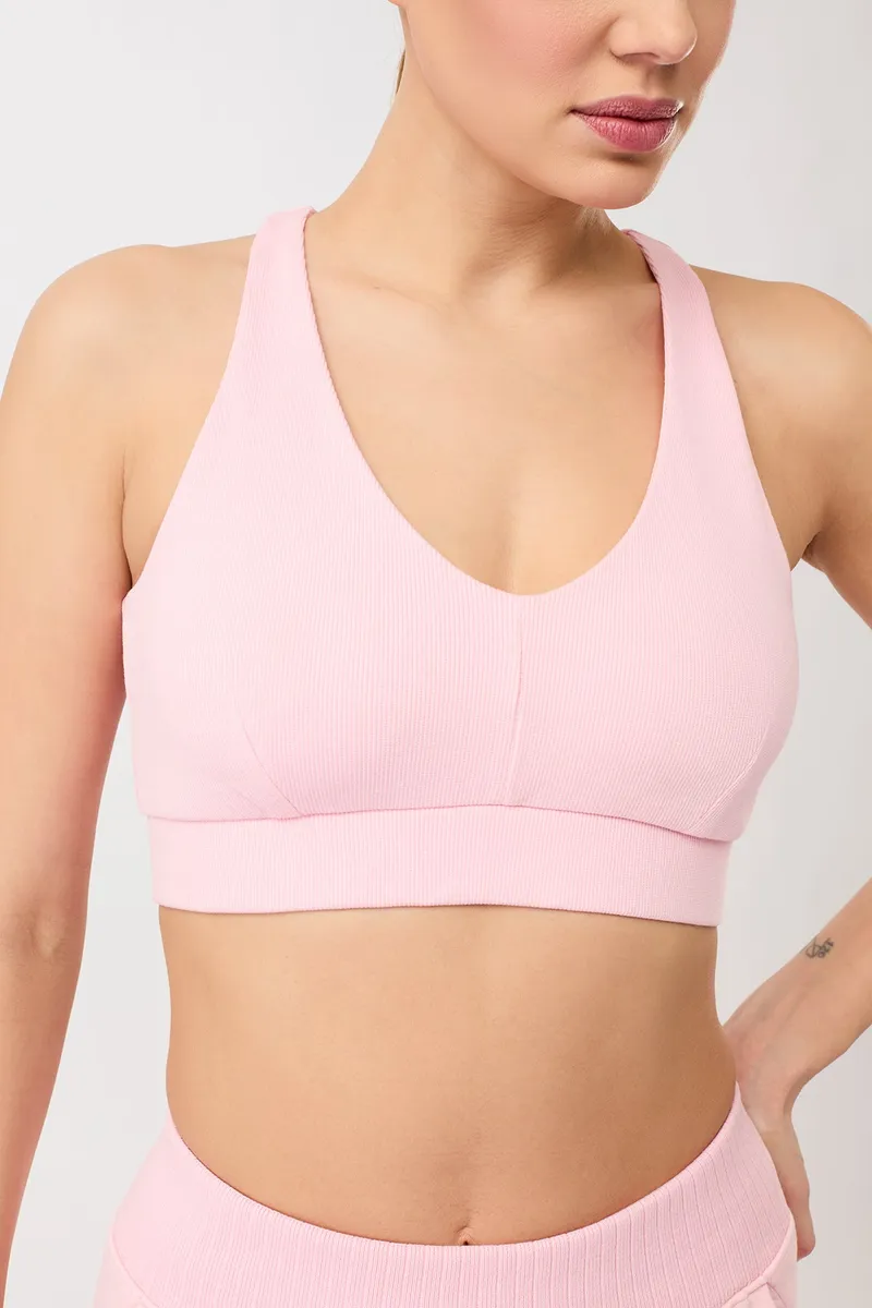mandala MANDALA Damen vegan Sport Bh Rib Zartrosa – Produktbild 1 von 2