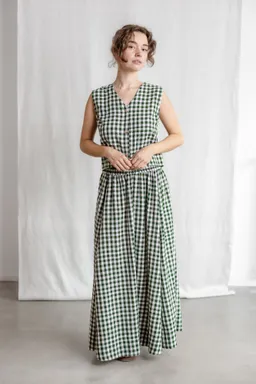 Jyoti - Fair Works Jyoti - Fair Works Damen vegan Maxirock Jharna Karos Grün/Weiß – Produktbild 1 von 1