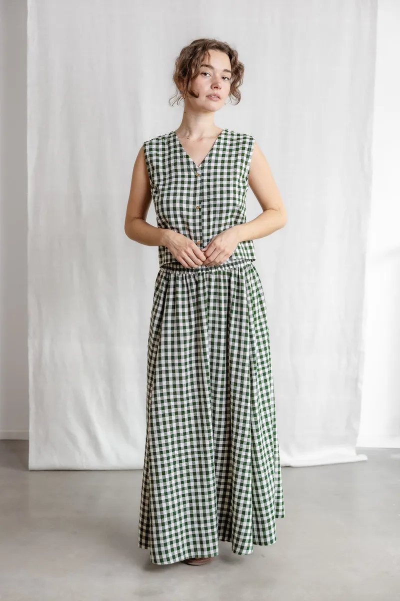 Jyoti - Fair Works Jyoti - Fair Works Damen vegan Maxirock Jharna Karos Grün/Weiß, Weiß, – Produktbild 1 von 2