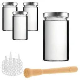 mikken mikken Fermentier Set - 4 Fermentiergläser 720 ml mit Fermentier Gitter, Holzstößel und Deckel (PVC-frei) – Produktbild 1 von 1