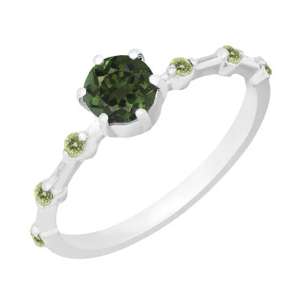 Eppi Eppi Ring mit einem grünen Turmalin und seitlichen Olivinen Imelda, Rosa, – Produktbild 1 von 1