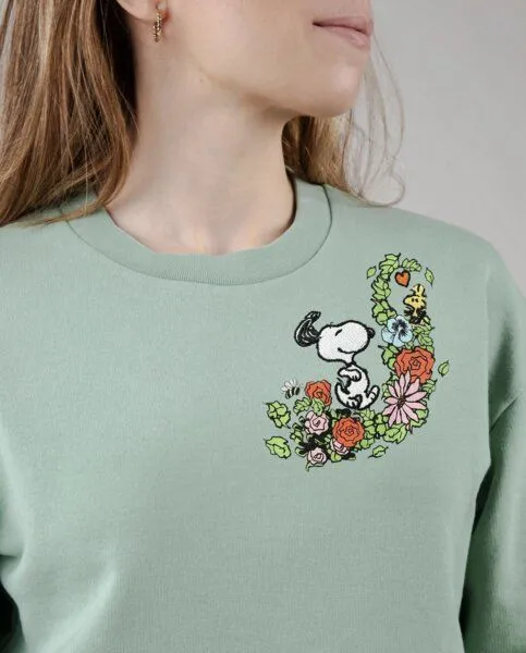 Brava Fabrics Brava Fabrics Peanuts Flowers Sweatshirt Light Green – Produktbild 1 von 1