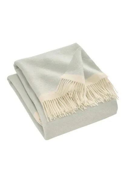 hessnatur hessnatur Plaid JONNE aus reiner Bio-Lambswool, Eisgrün, – Produktbild 2 von 3