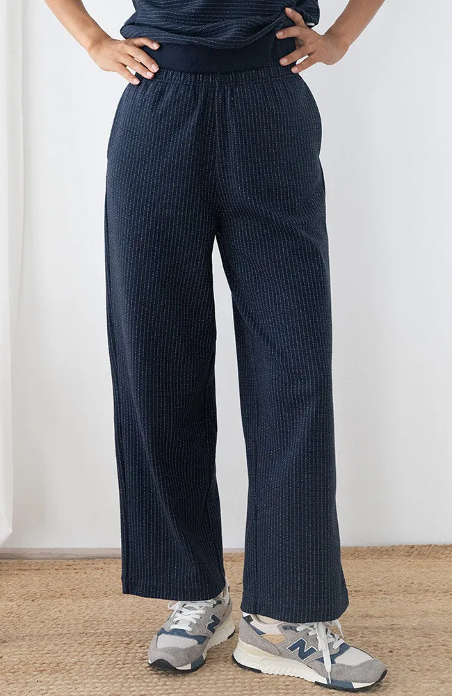 TWOTHIRDS TWOTHIRDS Damen vegan Hose Maipo Navy Stripes, Extra dunkelblau, – Produktbild 1 von 2