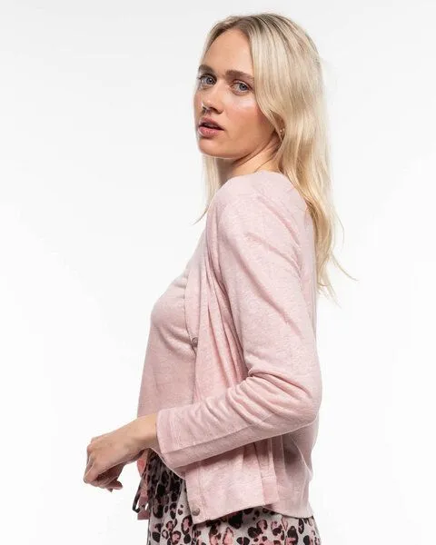 Alma & Lovis Alma & Lovis Eleganter Cardigan aus 100% Leinen-Jersey | Leinen Jersey Jacket, Rose quarz (rose-rosa), – Produktbild 4 von 4
