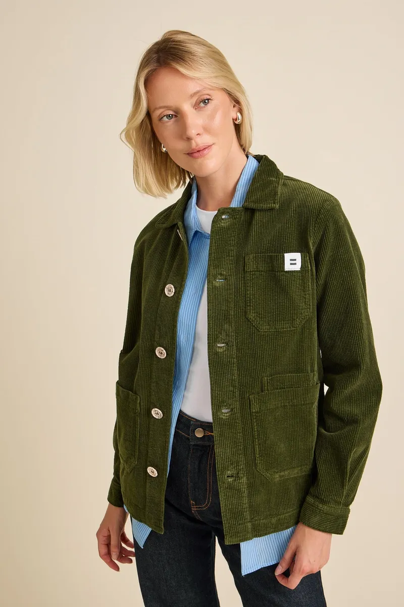 Côtelé Côtelé Herren vegan Jacke Aus Cord Im Arbeiter Stil, Grün, – Produktbild 2 von 2