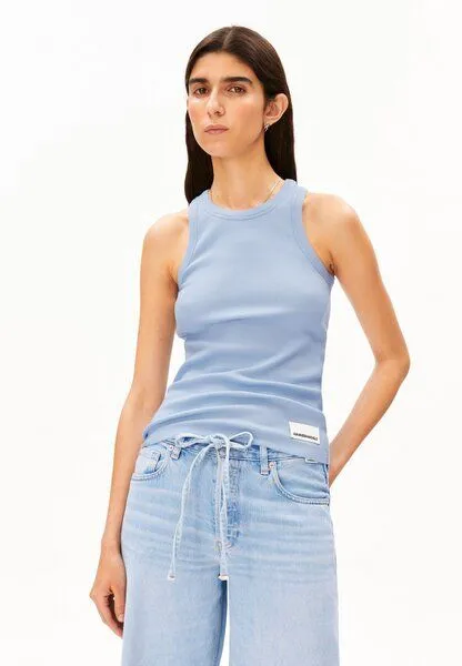 ARMEDANGELS ARMEDANGELS KANITAA Damen Ripp-Top aus Bio-Baumwoll Mix, Soft blue, – Produktbild 1 von 4