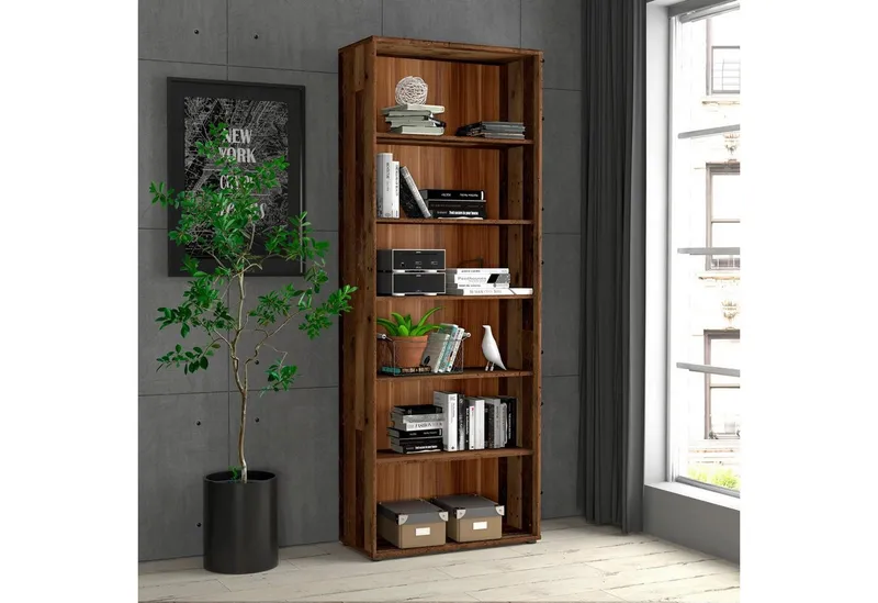 FORTE Regal Tempra, Mehrzweckregal, Höhe 197,5 cm, 5 Ablageböden, Breite 73,7 cm, Braun, – Produktbild 1 von 4
