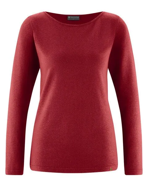 HempAge HempAge Damen Longsleeve Hanf/Biobaumwolle, Ruby (rot), – Produktbild 1 von 4