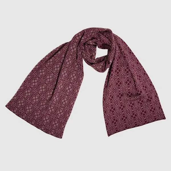 LANARTO slow fashion LANARTO slow fashion Schal Muster 'Netz' zweifarbig gestrickt aus mulesingfreier Merinowolle, Rot (burgund), – Produktbild 3 von 3